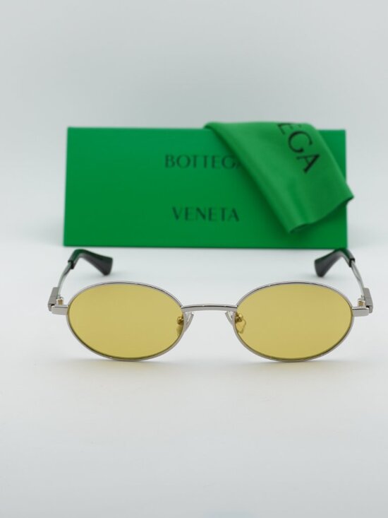 Bottega Veneta BV1470S 003 Oval Sunglasses - Silver / Yellow main image 9